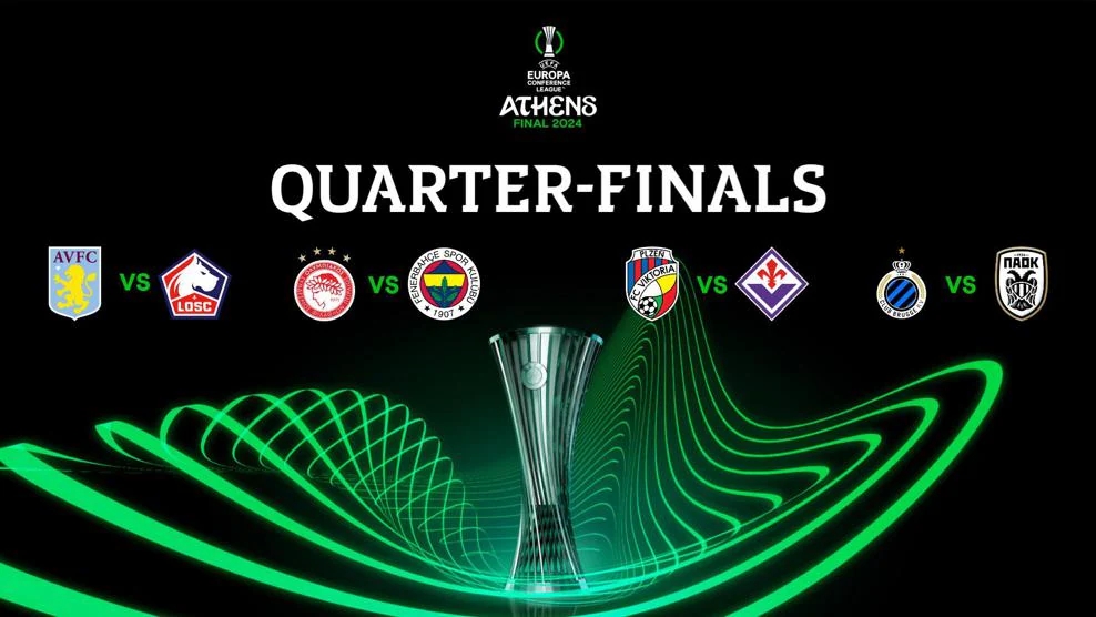 英超碰法甲！欧会1/4决赛对阵：维拉vs里尔，佛罗伦萨vs比尔森