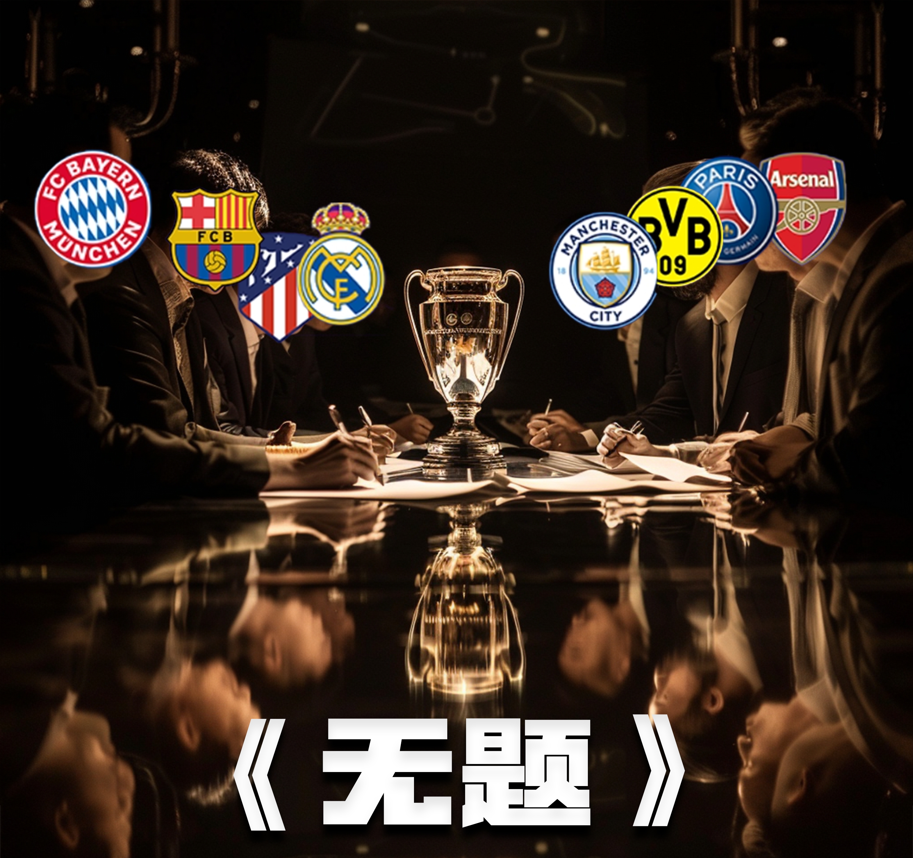 帮忙想个题目！欧冠八强坐在一桌忙着...