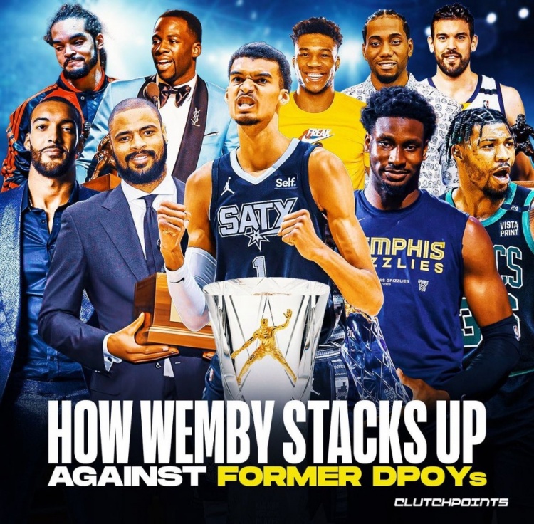 文班本赛季抢断+盖帽共290次 过去9位DPOY在当选赛季均未做到