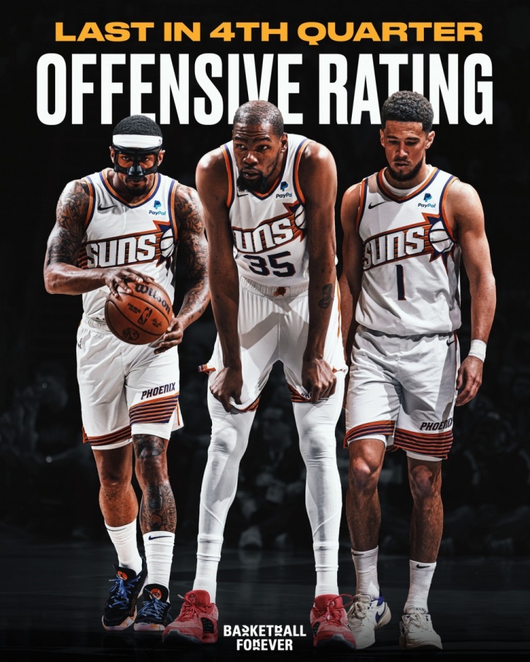 本赛季末节的太阳：进攻效率&净效率联盟垫底 防守效率第25