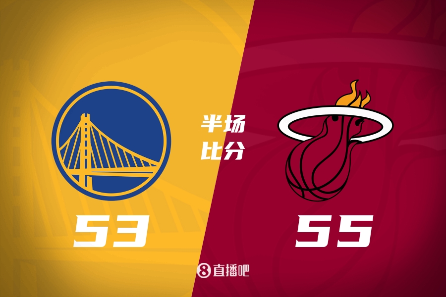 勇士半场53比55落后热火！克莱15分 保罗3失误 小海5中5！