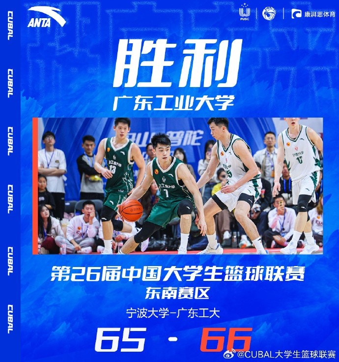 CUBAL-周泽源14+5&全面表现 广东工大险胜宁波大学夺得东南王