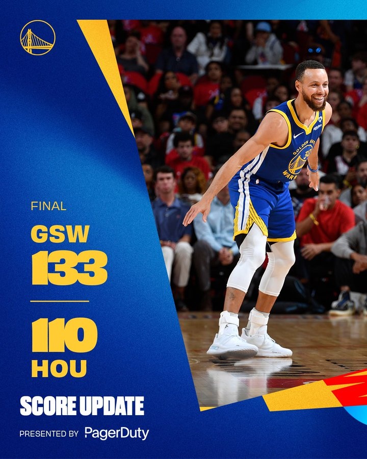 勇士官方晒本场赢球海报 封面人物为当家球星库里